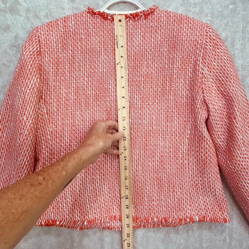 NWT Loft Women's Chanel-Style Knit Blazer Sz M Gold Buttons Boxy Fringe Career - Picture 12 of 16